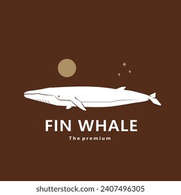 animal fin whale natural logo vector icon silhouette retro hipster