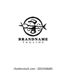 animal fish cartoon logo simple icon design black modern isolated vector illustration