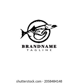 animal fish cartoon logo template icon design black modern isolated vector concept
