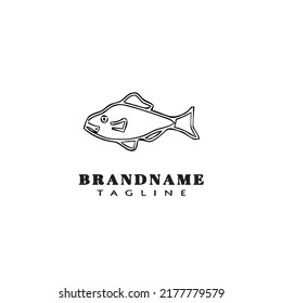 animal fish cartoon logo template icon design black modern isolated vector illustration