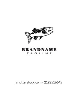 animal fish cartoon logo template icon design black modern isolated vector illustration