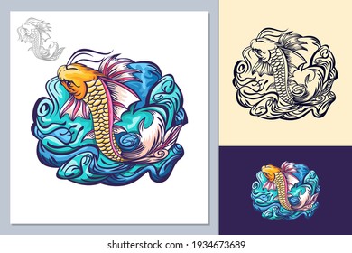 Animal fish design vector template