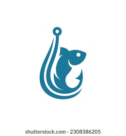 Animal Fish With Hook Needle Modern Creative Logo