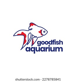 animal fish water aquarium goldfish interior decor line art abstract colorful modern logo design vector