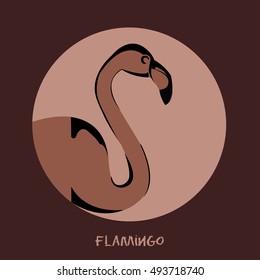 Animal Flamingo Vector illustration isolated on maroon