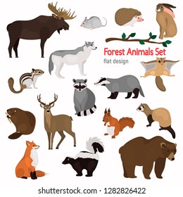 animal flat color icon set