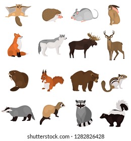 animal flat color icon set