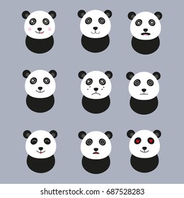 Animal flat design, Emotion, Panda bear face