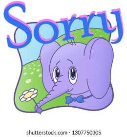Animal with flower Apology card  flyer, Vector
