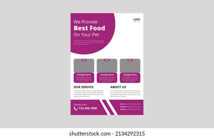 Animal Food flyer template design. Pet Care Flyer leaflet design. Best care for your pet poster, cover, a4 size, flyer design