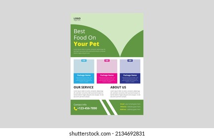 Animal Food flyer template design. Pet Care Flyer leaflet design. Best care for your pet poster, cover, a4 size, flyer design