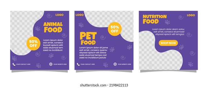 Animal food social media posts design template