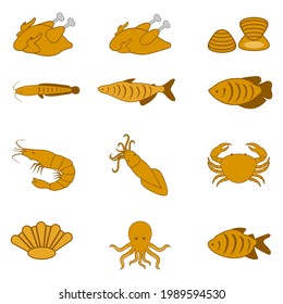 animal foods icon set vector sign symbol