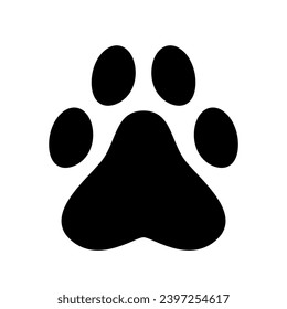 Animal foot print. Black silhouette of a paw print, isolated.