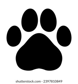 Animal foot print. Black silhouette of a paw print, isolated.