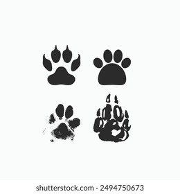 animal foot print collection set paws of different animals