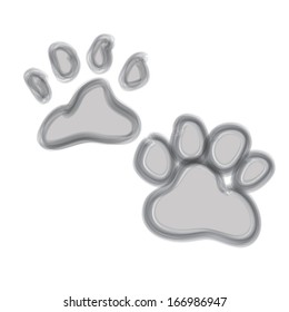 animal foot print. dog paws. silhouette vector illustration