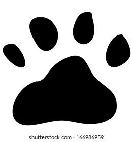 animal foot print. dog paws. silhouette vector illustration