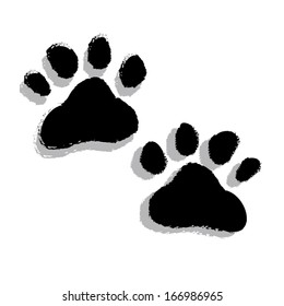 animal foot print. dog paws. silhouette vector illustration