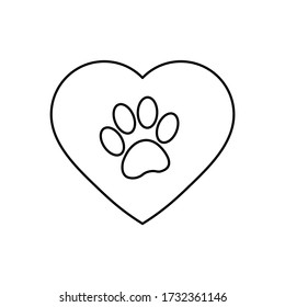 animal foot print icon in a heart 