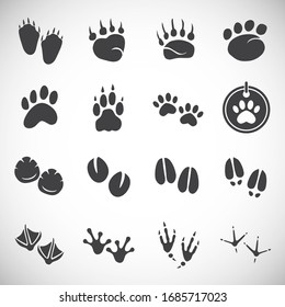 Iconos para la impresión de pies de animales en segundo plano para diseño gráfico y web. Símbolo de concepto de ilustración creativa para aplicación web o móvil.