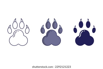 Animal foot print line and solid illustration icon