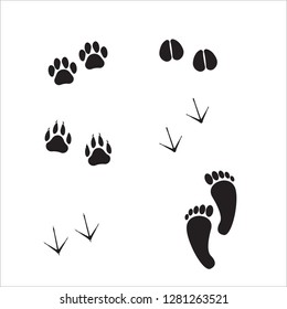 Animal foot prints icons set on white background for graphic , Modern simple vector sign. Internet concept. Trendy symbol for website design web button or mobile app