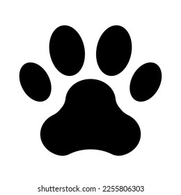 Animal footprint black icon. Paw foot trail print. Vector illustration isolated on white background.