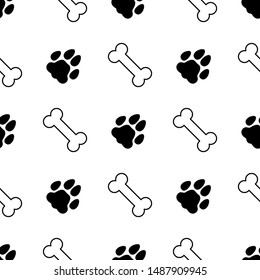 Animal footprint and bone seamless pattern. Background. Abstract geometric shape texture. Design template for wallpapers, wrapping, textile. Vector Illustration