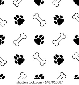 hueso de perro patrón transparente paw vector de stock libre de regalías