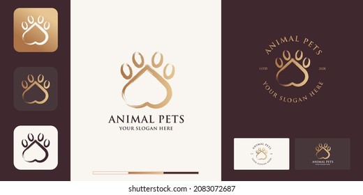animal footprint combined with brush stroke logo concept