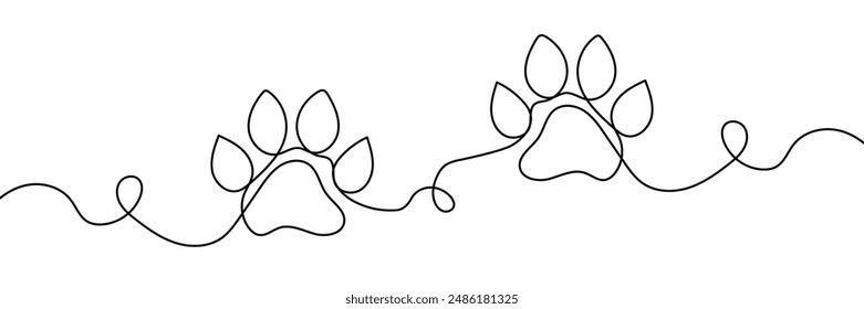 Animal footprint in continuous line drawing style. Line art symbol of animal footprint. Vector illustration. Abstract background