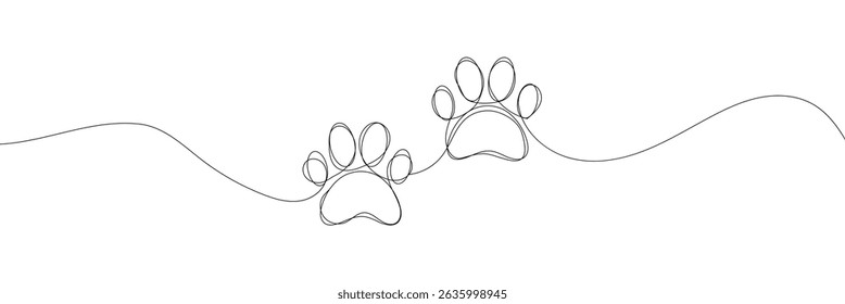 Animal footprint in continuous line drawing style. Line art symbol of animal footprint. Vector illustration. Abstract background . EPS 20 . 