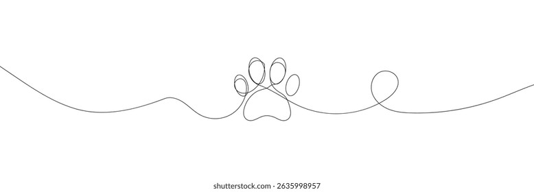 Animal footprint in continuous line drawing style. Line art symbol of animal footprint. Vector illustration. Abstract background . EPS 20 . 