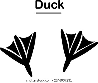 Animal Footprint, Duck Paw, Goose Trace. Flat Vector Icon illustration. Simple black symbol on white background..eps