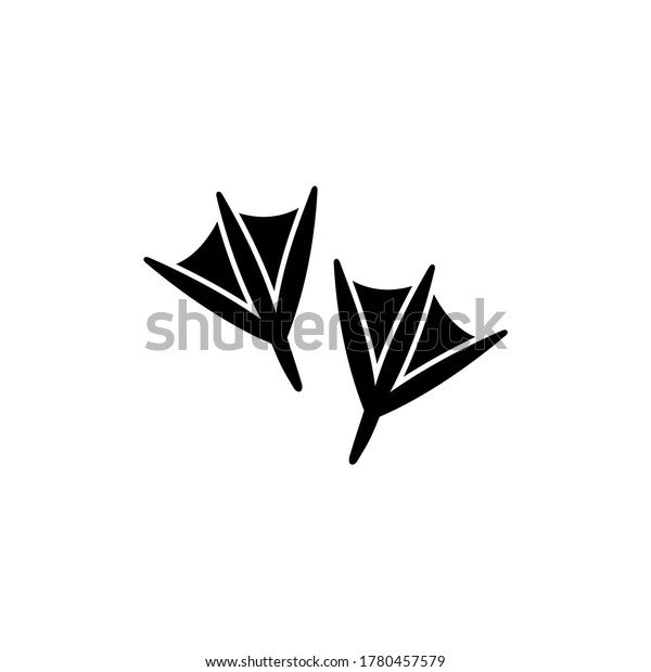 Animal Footprint, Duck Paw, Goose Trace. Flat\
Vector Icon illustration. Simple black symbol on white background.\
Duck Goose Footprint, Webbed Foot, sign design template for web and\
mobile UI element
