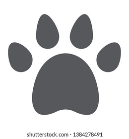 Animal footprint glyph icon, pet and trace, paw sign, vector graphics, a solid pattern on a white background, eps 10.