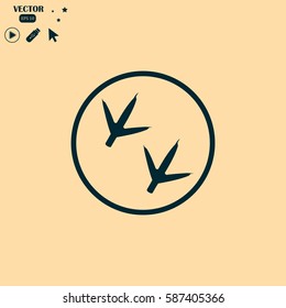 Animal footprint, hen vector icon