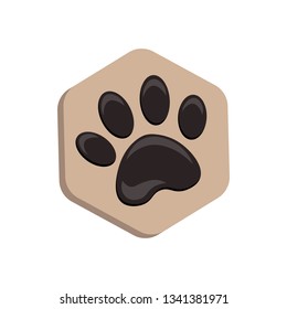 animal footprint hexagonal. beige vector hexagon shape icon with the animals. Cat paw icons isolated.