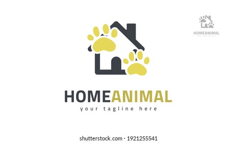 Animal footprint house logo design. Vector