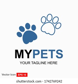 Animal footprint icon logo design vector. Line and flat style. Vector illustration