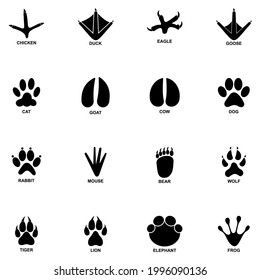 animal footprint icon set vector sign symbol