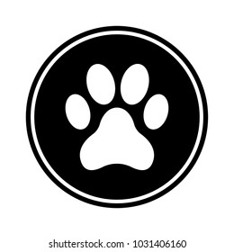 animal footprint icon, white and black color vector