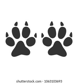 Animal footprint icon.Black silhouette of paw.Animal trace sign isolated on white background.Simple footprint illustration for web and mobile platforms.