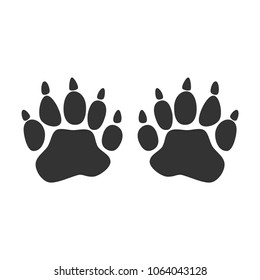 Animal footprint icon.Black silhouette of paw.Animal trace sign isolated on white background.Simple footprint illustration for web and mobile platforms.