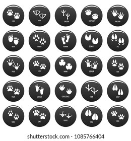 Animal footprint icons set. Simple illustration of 25 animal footprint vector icons black isolated