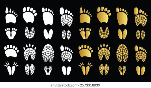 Animal footprint icons wild and gold