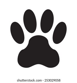 Animal footprint isolated on white background. Dog paw icon or sign. Vector illustration.