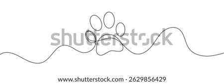 Animal footprint one line background. One continuous line drawing of animal footprint icon. Vector illustration. Animal footprint line icon. 