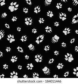 animal footprint pattern black background
